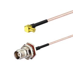 Superbat MCX Male Right Angle to TNC Female Bulkhead Mount Antenna Extension Cable 6inch,Low Loss RG316 Coax Cable Pigtail Cable (2Psc) for RF Applications, Industrial,Wireless Devices,Broadband etc