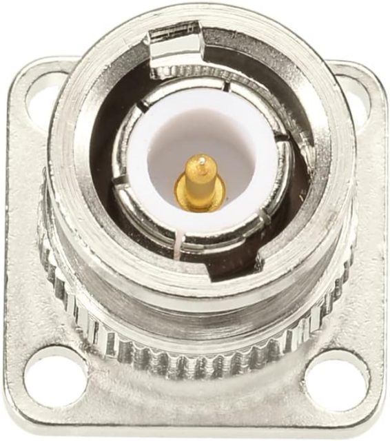 Superbat BNC Connector BNC Male Connector 4 Hole Flange Mount Panel with Solder Cup Straight RF Coax Connector 5pcs