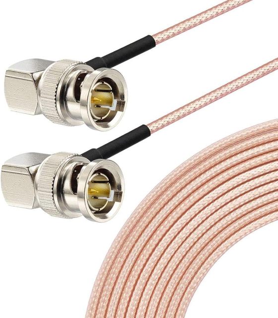 Superbat 3G/HD SDI Cable BNC Cable 75 ohm 20inch for Cameras and Video Equipment，Supports HD-SDI/3G-SDI/4K SDI Video Cable (Both Right Angle,1Pcs)