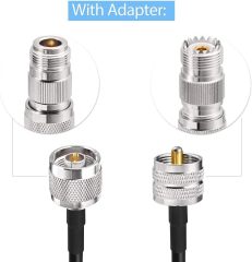 SUPERBAT N Male to PL259 RF Coaxial Coax Cable 25ft + 2pcs N Female / SO239 Adapter Kit for Booster Antenna SWR Meter Ham Radio Duplexer Repeater etc.