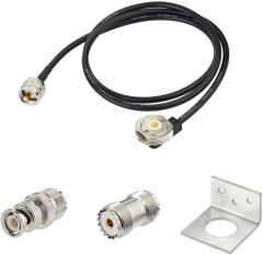 Superbat Nmo Antenna Mount to PL-259(UHF Male) Cable (RG58 3ft) Extension Cable with L-Bracket + SO239 to BNC Adapter SO239 Coupler for Yaesu HYT Vertex Icom Trunk Mobile Radios
