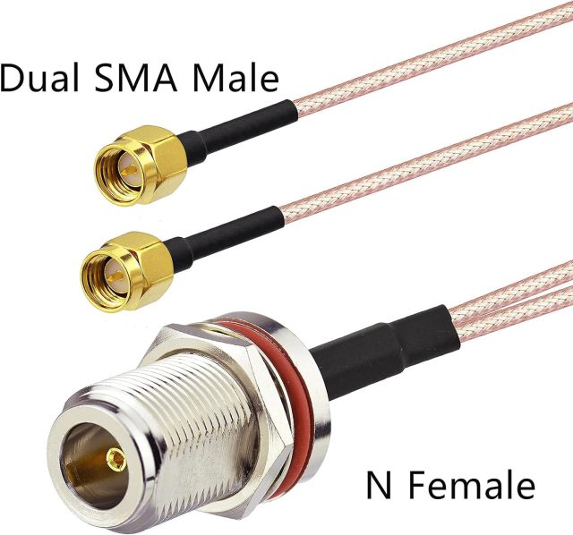 SUPERBAT SMA to N Cable, Type N Female to Dual SMA Male Cable Splitter Adapter Cable 12 inch for Gateway Antenna Hotspot Radio Transmitters