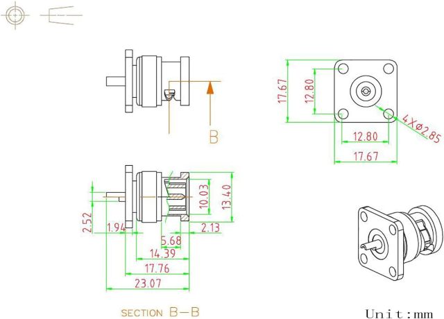 Superbat BNC Connector BNC Male Connector 4 Hole Flange Mount Panel with Solder Cup Straight RF Coax Connector 5pcs
