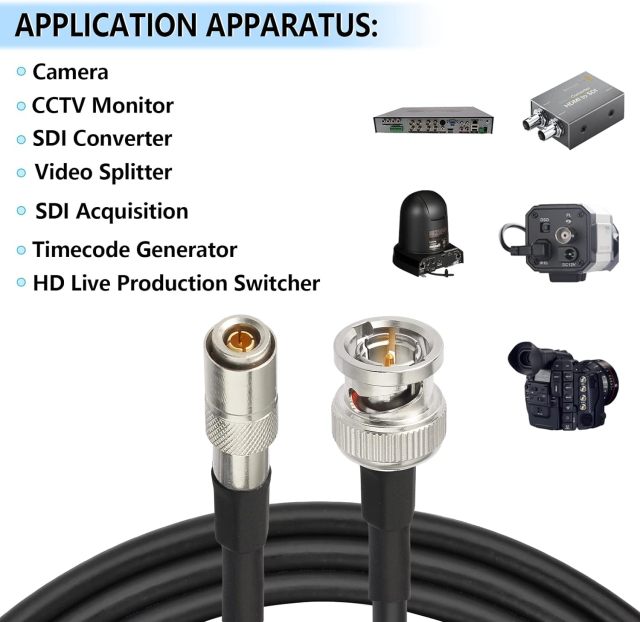 Superbat DIN to SDI BNC Cable, DIN 1.0/2.3 to BNC Male Belden 1855A Cable 20inch for Blackmagic BMCC/BMPCC Video Assist 4K Transmissions HyperDeck Cameras 2pcs