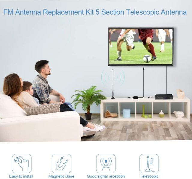 Superbat FM Antenna for Stereo Receiver Indoor + Telescopic FM Radio Antenna 75 Ohm UNBAL Coaxial Cable Wire Antenna for Yamaha Onkyo Table Home Stereo Receiver Radio Receiver