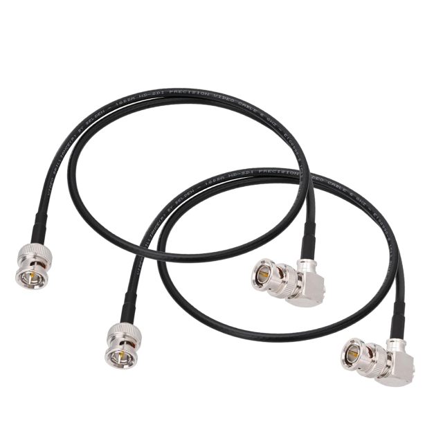 Superbat 3G 6G SDI Cable 2ft,BNC Male to Right Angle BNC Male 75 Ohm BNC Video Cable,Thin & Short Belden 1855A Coaxial Cable（2-Pack for HD Camera CCTV Monitor Video Switcher SDI Splitter etc