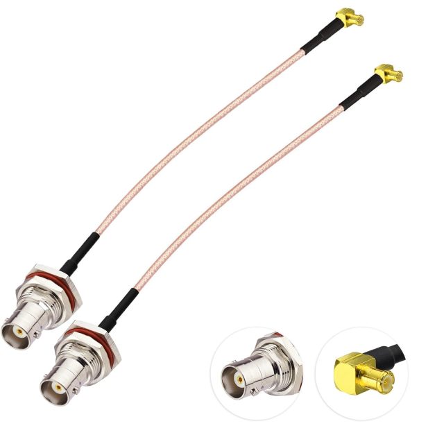 Superbat RF Coax Cables BNC Bulkhead Female to MCX Right Angle Male RG316 Coaxial Cable 6inch(2Pcs),Compatible with RF Applications SDR Antenna Amateur Radio HAM Radio etc.
