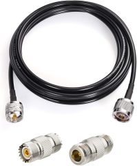 SUPERBAT N Male to PL259 RF Coaxial Coax Cable 25ft + 2pcs N Female / SO239 Adapter Kit for Booster Antenna SWR Meter Ham Radio Duplexer Repeater etc.
