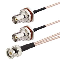 Superbat BNC Splitter Cable BNC Male to Dual BNC Female V Type BNC Adapter 50ohm 15cm(6 inches) for Camera Antenna Scanners Radio etc.