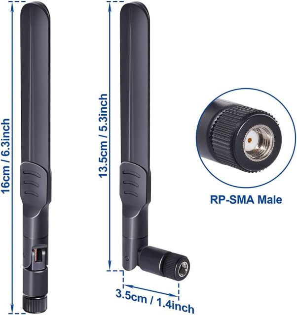 Bingfu Dual Band WiFi 2.4GHz 5GHz 5.8GHz 8dBi MIMO RP-SMA Male Antenna (4-Pack) for WiFi Router Wireless Network Card USB Adapter Security IP Camera Video Surveillance Monitor