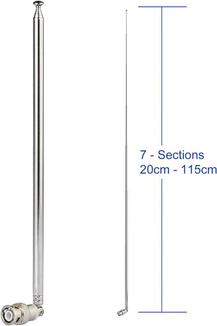 Bingfu Police Radio Scanner Antenna 20-1300MHz 7 Sections Telescopic BNC Male Antenna Ham Radio Handheld CB Radio Antenna for Uniden Whistler Police Radio Scanner Two Way Radio Frequency Counter