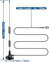 Bingfu 20-1300MHz Police Scanner Antenna 2-Pack Radio Scanner Magnetic Base Antenna HF VHF UHF Two Way Ham Radio BNC Male Antenna Compatible with Uniden Bearcat Whistler Radio