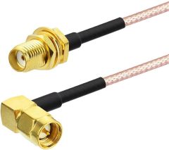 Bingfu SMA Female Bulkhead Mount to SMA Male Right Angle RG316 Antenna Extension Cable 12 inch 30cm 2-Pack Compatible with 4G LTE Router Cellular RTL SDR Receiver