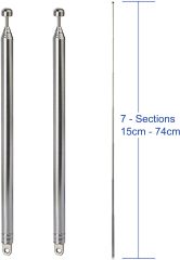 Bingfu 7 Sections Telescopic 74cm AM FM Antenna Portable Radio Antenna Replacement (2-Pack) Compatible with Indoor Portable Radio Home Stereo Receiver AV Audio Video Home Theater Receiver TV Tuner