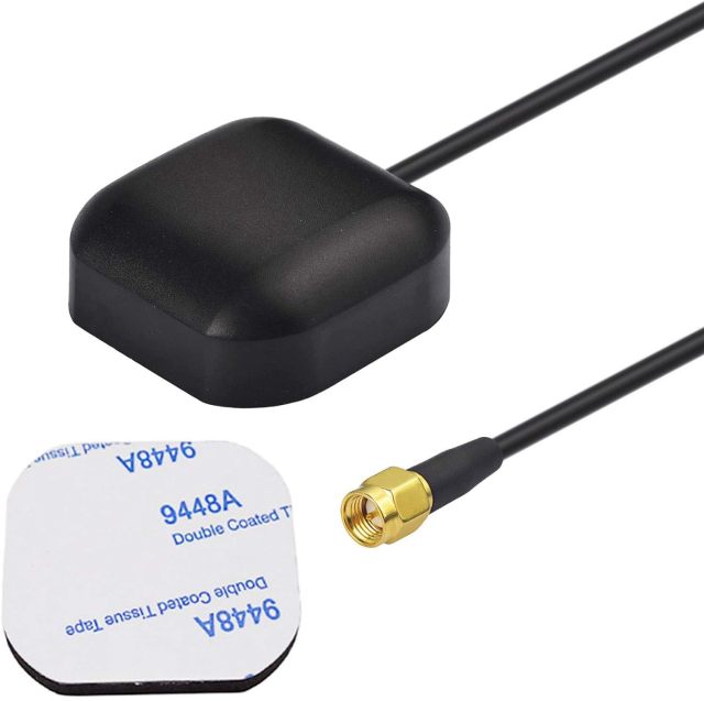 Bingfu Vehicle Waterproof Active GPS Navigation Antenna with SMA Male Connector for Car Stereo Head Unit GPS Navigation System Module Truck Marine Boat GPS Tracker Locator Real Time Tracking