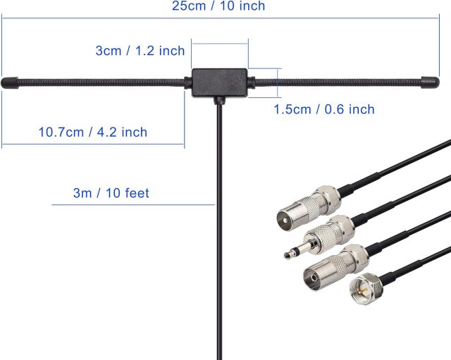 Bingfu FM Radio Dipole Antenna for Stereo Receiver Indoor Pioneer Onkyo Yamaha Marantz Bose Wave Music System FM Radio Home Stereo Receiver AV Audio Video Home Theater Receiver