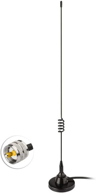 Bingfu Boat Marine VHF Radio Vehicle Ham Mobile Radio Antenna VHF UHF 136-174MHz 400-520MHz Magnetic Base PL259 Male Antenna for Garmin Uniden Cobra ICOM Standard Horizon Eclipse Marine Two Way Radio