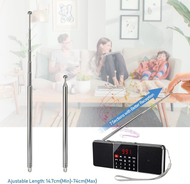 Bingfu 7 Sections Telescopic 74cm AM FM Antenna Portable Radio Antenna Replacement (2-Pack) Compatible with Indoor Portable Radio Home Stereo Receiver AV Audio Video Home Theater Receiver TV Tuner