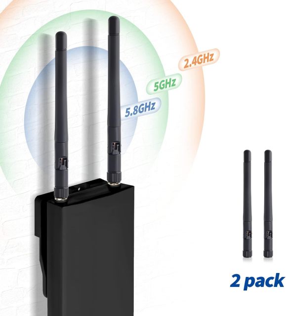 Bingfu Dual Band WiFi Antenna 3dBi SMA Male Antenna(2-Pack) for Wireless Vedio Security IP Camera Recorder Surveillance Recorder Truck Trailer Rear View Backup Camera Reversing Monitor