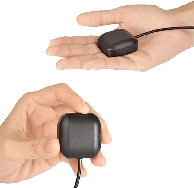 Bingfu Vehicle Waterproof Active GPS Navigation Antenna with SMA Male Connector for Car Stereo Head Unit GPS Navigation System Module Truck Marine Boat GPS Tracker Locator Real Time Tracking