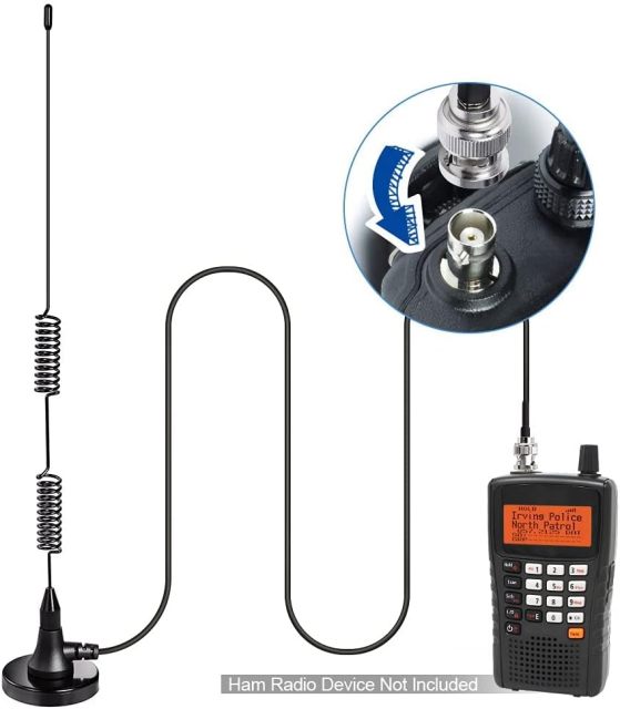Bingfu 20-1300MHz Police Scanner Antenna 2-Pack Radio Scanner Magnetic Base Antenna HF VHF UHF Two Way Ham Radio BNC Male Antenna Compatible with Uniden Bearcat Whistler Radio