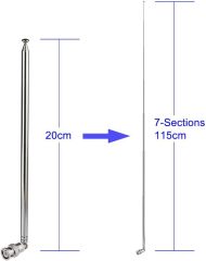 Bingfu Police Radio Scanner Antenna 20-1300MHz 7 Sections Telescopic BNC Male Antenna Ham Radio Handheld CB Radio Antenna for Uniden Whistler Police Radio Scanner Two Way Radio Frequency Counter