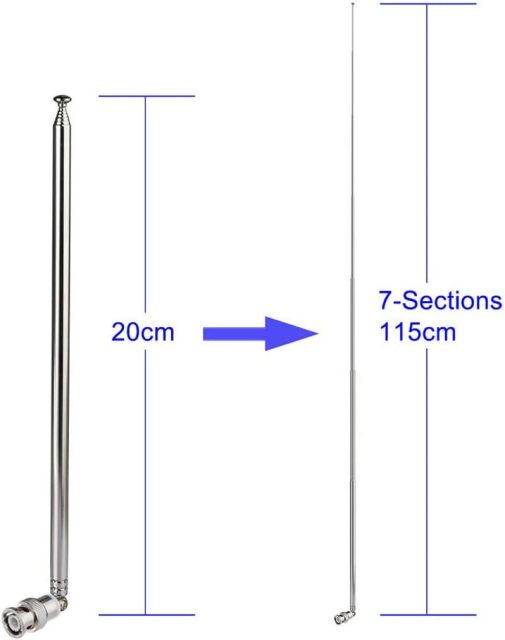 Bingfu Police Radio Scanner Antenna 20-1300MHz 7 Sections Telescopic BNC Male Antenna Ham Radio Handheld CB Radio Antenna for Uniden Whistler Police Radio Scanner Two Way Radio Frequency Counter