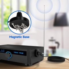 Bingfu Strong Magnetic Base FM Radio Antenna Telecopic for Pioneer Onkyo Yamaha Marantz Sherwood Indoor Digital HD Radio FM Radio Bluetooth Home Stereo Receiver AV Audio Video Home Theater Tuner