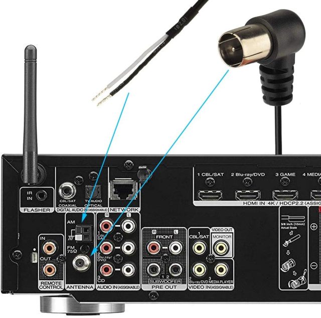 Bingfu 75 Ohm FM Antenna FM Antenna and AM Loop Antenna for Pioneer Onkyo Yamaha Marantz Indoor HD Radio FM Radio Bluetooth Home Stereo Receiver AV Audio Video Home Theater Receiver Power