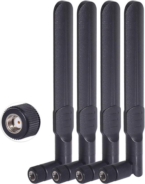 Bingfu Dual Band WiFi 2.4GHz 5GHz 5.8GHz 8dBi MIMO RP-SMA Male Antenna (4-Pack) for WiFi Router Wireless Network Card USB Adapter Security IP Camera Video Surveillance Monitor
