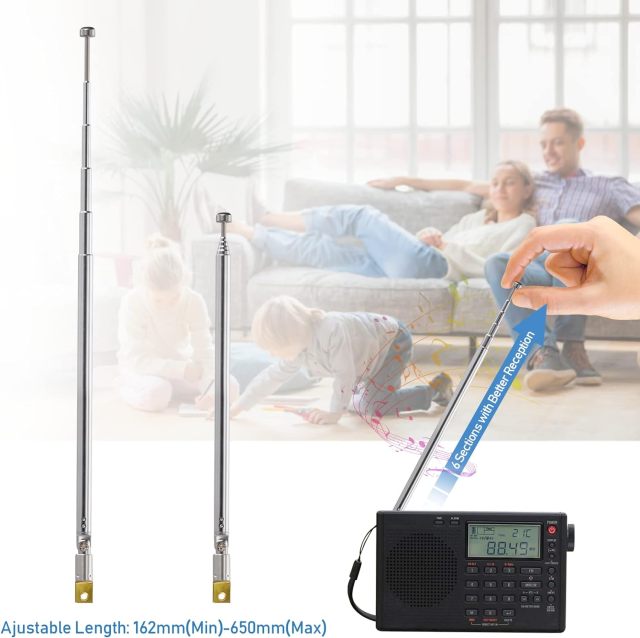 Bingfu 6 Sections Telescopic 65cm AM FM Antenna Portable Radio Antenna Replacement (2-Pack) Compatible with Indoor Portable Radio Home Stereo Receiver AV Audio Video Home Theater Receiver TV Tuner
