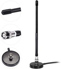 Bingfu CB Antenna 27MHz CB Radio Antenna Soft Whip Magnetic Base CB Antenna BNC & PL259 Male Compatible with Cobra Midland Uniden Maxon President Portable Handheld CB Radio Car Mobile Radio Scanner