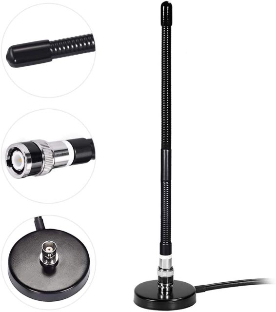 Bingfu CB Antenna 27MHz CB Radio Antenna Soft Whip Magnetic Base CB Antenna BNC & PL259 Male Compatible with Cobra Midland Uniden Maxon President Portable Handheld CB Radio Car Mobile Radio Scanner