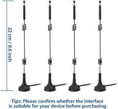 Bingfu Dual Band WiFi 2.4GHz 5GHz 5.8GHz 9dBi Magnetic Base MIMO RP-SMA Male Antenna 4-Pack for WiFi Router Wireless Network Card USB Adapter Security IP Camera