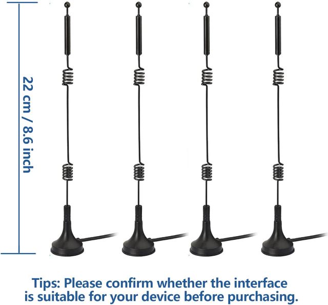 Bingfu Dual Band WiFi 2.4GHz 5GHz 5.8GHz 9dBi Magnetic Base MIMO RP-SMA Male Antenna 4-Pack for WiFi Router Wireless Network Card USB Adapter Security IP Camera