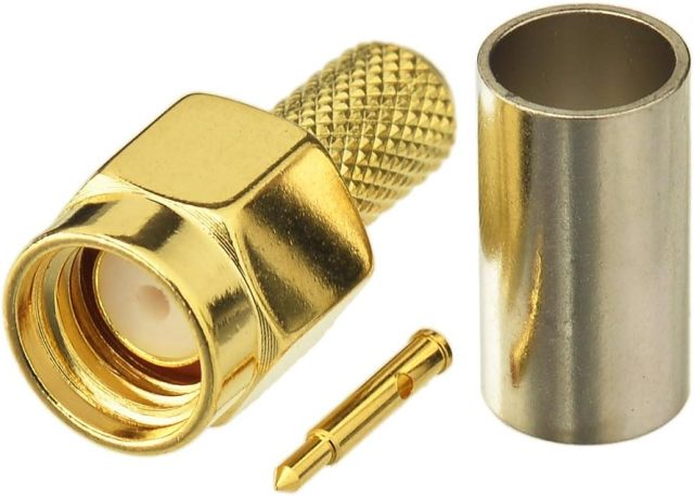 Bingfu SMA Male Crimp Solder Attachment 50 Ohm Gold Plated Copper Connector (10-Pack) Compatible with RG58 RG303 RG141 RG142 RG400 Low Loss 195 Coaxial Coax Jumper Cable
