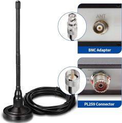 Bingfu 27MHz CB Radio Antenna Magnetic Base Soft Whip PL259 & BNC Male Compatible with Cobra Midland Uniden Maxon President Mobile CB Radio Antenna Kit for Car Truck