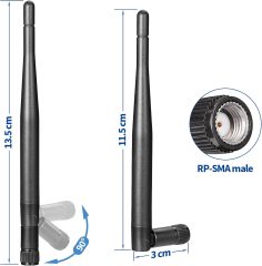 Bingfu Dual Band WiFi Antenna 2.4GHz 5GHz 5.8GHz 3dBi RP-SMA Male Antenna Replacement (2-Pack) for WiFi Router Wireless Network Card USB Adapter Security IP Camera Video Surveillance Monitor