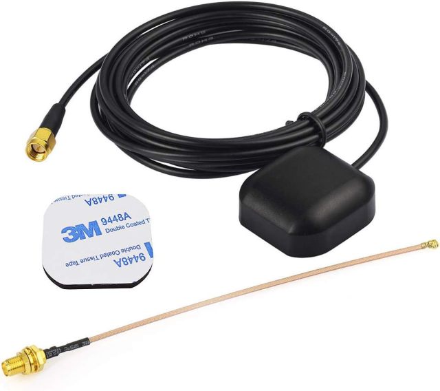 Bingfu Waterproof Active GPS Navigation Antenna Adhesive Mount SMA Male GPS Antenna with 15cm 6 inch U.FL IPX IPEX to SMA Female RG178 Coaxial Pigtail Cable for GPS Module Receiver Tracking