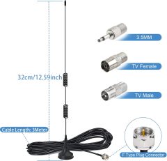 Bingfu FM Antenna Magnetic Base FM Radio Antenna for Pioneer Onkyo Yamaha Marantz Sherwood Indoor Digital HD Radio FM Radio Bluetooth Home Stereo Receiver AV Audio Video Home Theater Receiver Tuner