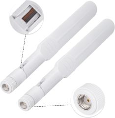 Bingfu Dual Band WiFi 2.4GHz 5GHz 5.8GHz 8dBi MIMO RP-SMA Male White Antenna (2-Pack) for WiFi Router Wireless Network Card USB Adapter Security IP Camera Video Surveillance Monitor