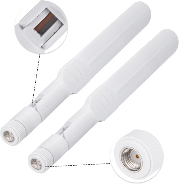 Bingfu Dual Band WiFi 2.4GHz 5GHz 5.8GHz 8dBi MIMO RP-SMA Male White Antenna (2-Pack) for WiFi Router Wireless Network Card USB Adapter Security IP Camera Video Surveillance Monitor