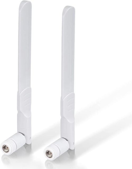 Bingfu Dual Band WiFi 2.4GHz 5GHz 5.8GHz 8dBi MIMO RP-SMA Male White Antenna (2-Pack) for WiFi Router Wireless Network Card USB Adapter Security IP Camera Video Surveillance Monitor