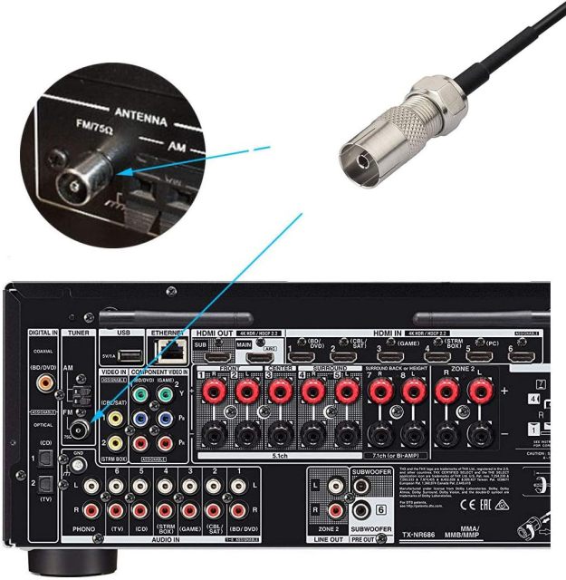 Bingfu FM Antenna Magnetic Base FM Radio Antenna for Pioneer Onkyo Yamaha Marantz Sherwood Indoor Digital HD Radio FM Radio Bluetooth Home Stereo Receiver AV Audio Video Home Theater Receiver Tuner