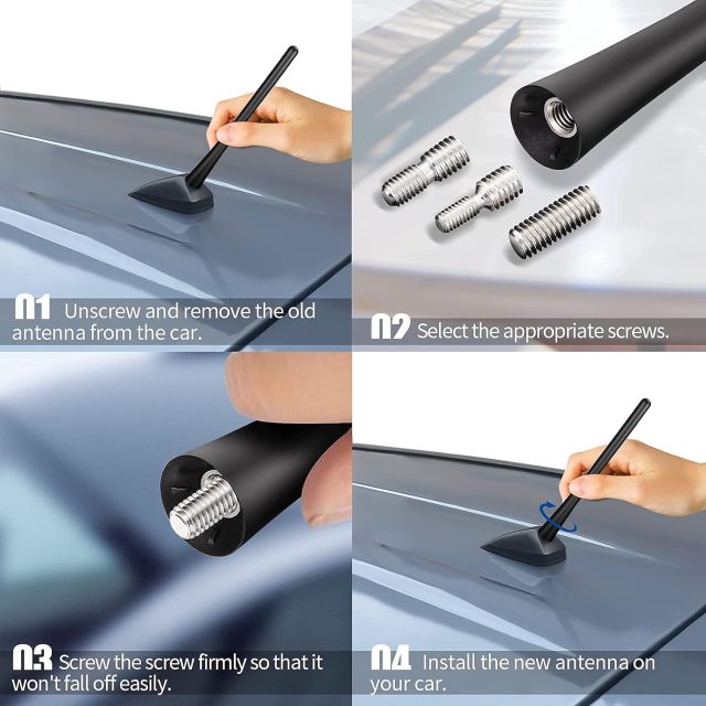 Bingfu Universal Car Roof Mount Antenna Mast 6.3 inch Vehicle Car Radio Antenna Replacement Compatible with Hyundai Infiniti Kia Nissan Toyota Fiat 500 Mazda 3 Subaru Forester Honda CRV Chrysler 200