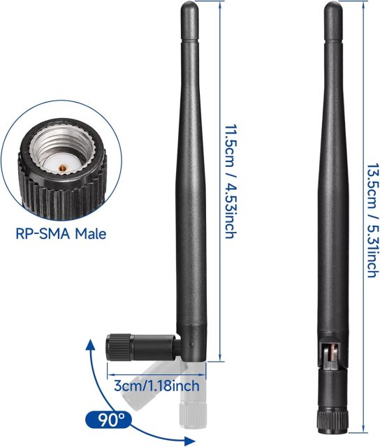 Bingfu Dual Band WiFi 2.4GHz 5GHz 5.8GHz Replacement Antenna for Furrion Back Up RV Rear View Backup Camera Truck Tractor Trailer Pickup SUV Vehicle Trail Reverse Monitor Camera Mimo Antennas (2 Pack)