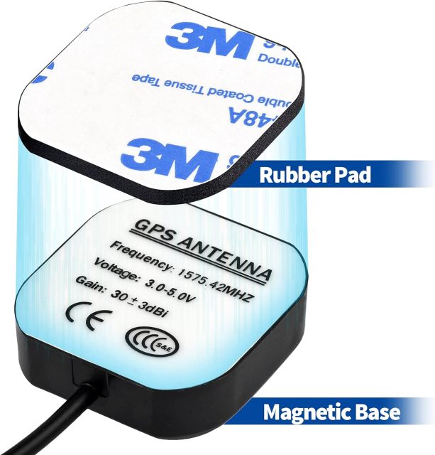 Bingfu Vehicle Waterproof Active GPS Navigation Antenna Fakra C Blue GPS Antenna Compatible with Ford Dodge RAM GM Chevy Chevrolet GMC Jeep Cadillac BMW Audi Mercedes Benz Car Truck SUV Head Unit