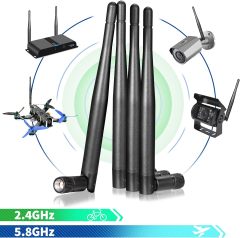 Bingfu Dual Band WiFi Antenna 2.4GHz 5GHz 5.8GHz 3dBi RP-SMA Male Antenna Replacement (4-Pack) for WiFi Router Wireless Network Card USB Adapter Security IP Camera Video Surveillance Monitor