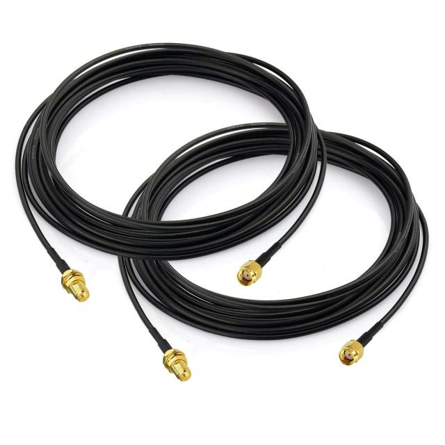 Bingfu WiFi Antenna Extension Cable 2-Pack RP-SMA Male to RP-SMA Female Bulkhead Mount RG174 Cable 5m 16.5 feet for WiFi Router Security IP Camera Wireless Network Card Adapter