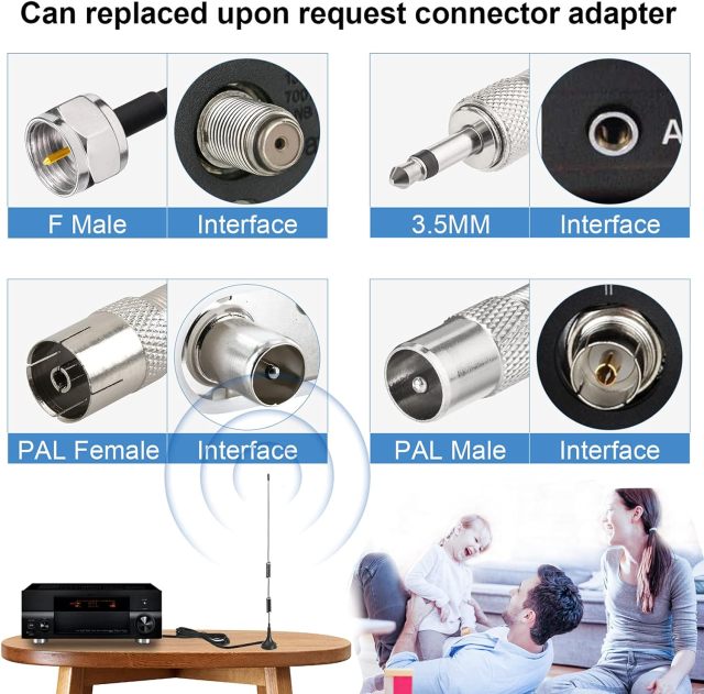 Bingfu FM Antenna Magnetic Base FM Radio Antenna for Pioneer Onkyo Yamaha Marantz Sherwood Indoor Digital HD Radio FM Radio Bluetooth Home Stereo Receiver AV Audio Video Home Theater Receiver Tuner